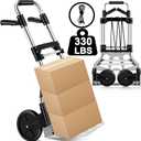 330 LB Capacity Folding Hand Truck Dolly Cart, Portable Aluminum Dolly Cart with Telescoping Handle and Rubber Wheels for Moving, Shopping, Travel, Office Use.