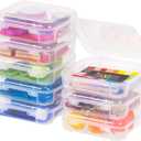 IRIS USA Fits 6" x 6" Paper, 8-Pack Thick Portable Plastic Scrapbook Paper Storage Cases Organizers with Built-in Handle for Art and Craft Supplies, Office Document, Stationery, Photo - Clear