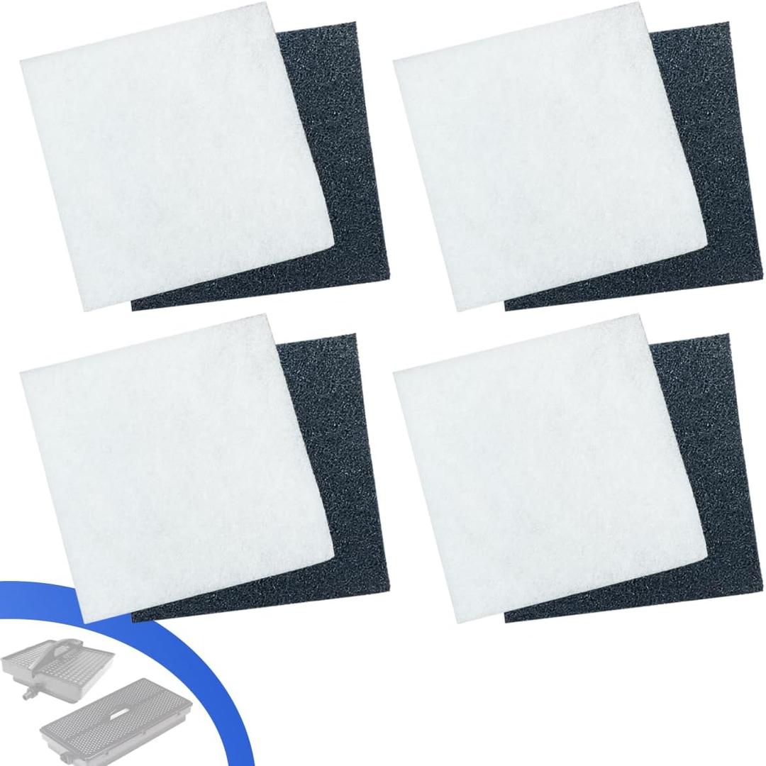 Replacement Filter Pads for Pondmaster 1000 & 2000 Polyester & Carbon Filtration Pads Compatible with Danner 12202, 12"x12" Reusable Pond and Aquarium Filter Pads for Clear, Healthy Water, 4-Pcs