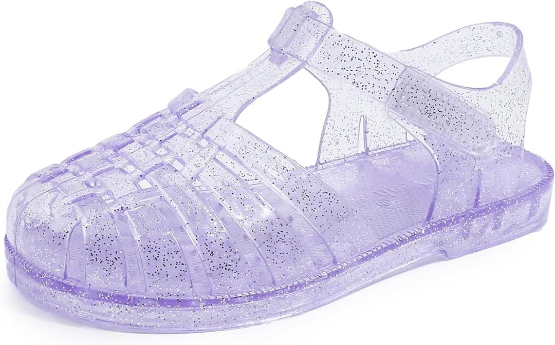 GUGUYeah Jelly Sandals for Girls,Closed Toe Princess Costume Summer Dress Shoes Fisherman Gladiator Water Beach Flat Sandals for Toddler/Little Kid/Big Kid (size 28, Purple)