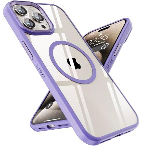 SUCGLES for iPhone 15 Pro Case with MagSafe, N56 Strong Magnet, 12FT Drop Protection, Anti-Yellowing, Magnetic Slim Phone Case for Apple 15 Pro (Lavender)
