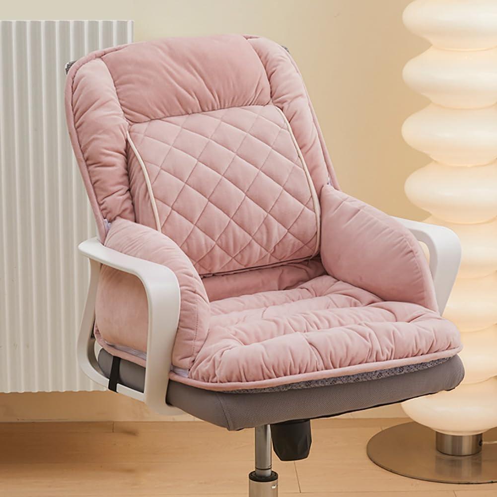 Comfy Office Chair Cushion for Desk Chair,Soft Lumbar and Back Support Computer Desk Cushion, Gaming Chair Pad for Dorm Car Room Seat (Light Pink)