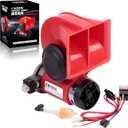 FARBIN Compact Air Horn with Compressor Electric Car Horn 12V 150db Super Loud train horns kit for trucks (red)