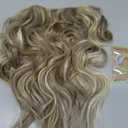 ALXNAN Clip in Long Wavy Synthetic Hair Extension 20 Inch Beach Blonde 4PCS Thick Hairpieces Fiber Double Weft Hair for Women
