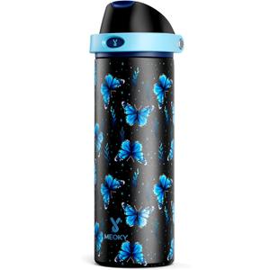 24 oz Insulated Water Bottle for Women: Meoky Glow in the Dark Water Bottle with 2-in-1 Straw and Spout Lid - Leak Proof, Cold for 24 Hours, Fits in Car Cup Holder, BPA-Free for Sports Travel, Moonlit