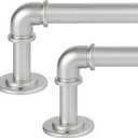 OLV 2 Pack Silver Industrial Curtain Rods for Windows 48 to 84 Inch(4 to 7 Feet), 1 Inch Diameter Blackout Wrap Around Adjustable Heavy Duty Window Drapery Rods, Indoor and Outdoor (36''-88''|2 Pack)