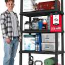IRIS USA Plastic Storage Shelves |Made in USA| 73"H x 36"W x 18"D - Black, 5 Tier