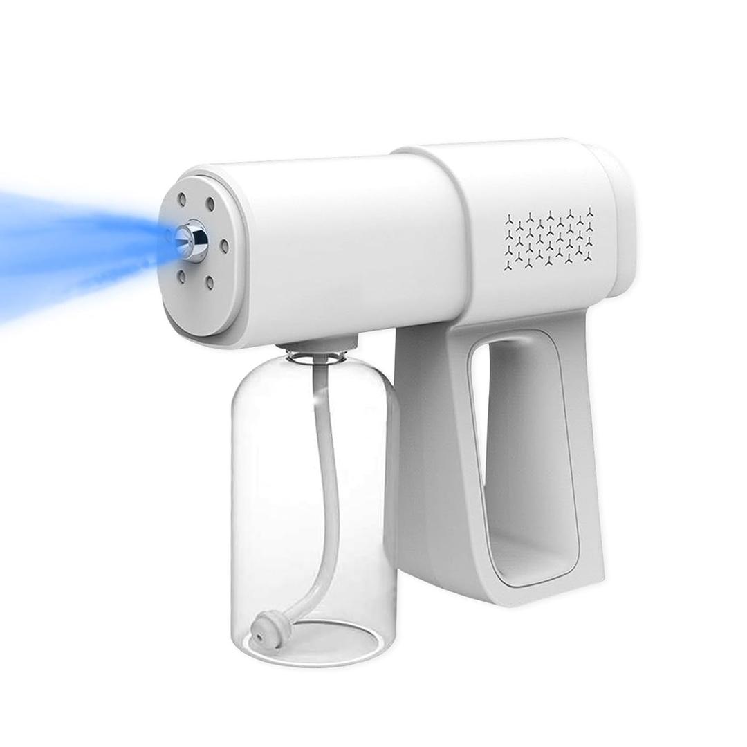 Professional Disinfectant Fogger Machine, 380ml Wireless Fine Particle Sprayer  Handheld Sanitizer Fogger, Blue Light Foggers for Touchless Sanitization (White)