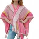 Women's Knitted Shawls Scarf Poncho Sweater Knit Cape Fall Winter Pullover Knitting Cardigan with Tassel