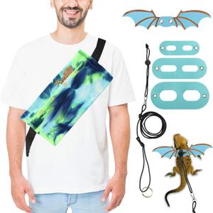 Bearded Dragon Carrier and Leash Harness with Wings, Small Animal Sling Carrier and Reptile Carrier, Lizard Adjustable Harness and Sling Bag for Outdoor Travel Walking Rest