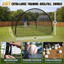 Baseball Batting Cages for Backyard 24ft x 10ft x 10ft Baseball & Softball Cage Net with Zipper Door 4-Ply Reinforced Netting Portable Batting Cage for Backyard & Outdoor Lawn Training, 24x10x10FT