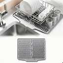 Silicone Sink Mat for Kitchen Countertops Kitchen Utensil Heat-Resistant Mat Silicone Dish Drain Mat Non-Slip Sink Mat Sloped Drainage Dish Drying Mat (Dark Gray)