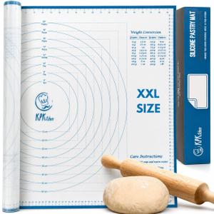 XXL Silicone Pastry Mat  Non-Slip, Easy-Clean Rolling Mat for Dough, Cookies, Pie, Bread, Pizza & Fondant  Extra Large 23.5 x 31.5 Baking Mats Board with Printed Measurements & Conversion Chart