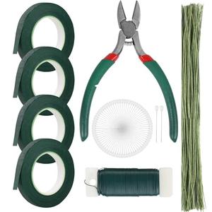GardEasy Floral Arrangement Kit with Green Tape and Wire, 26 Gauge Stem Wire and 22 Gauge Paddle Wire, Boutonniere Flower pin Florist and Wreath Making