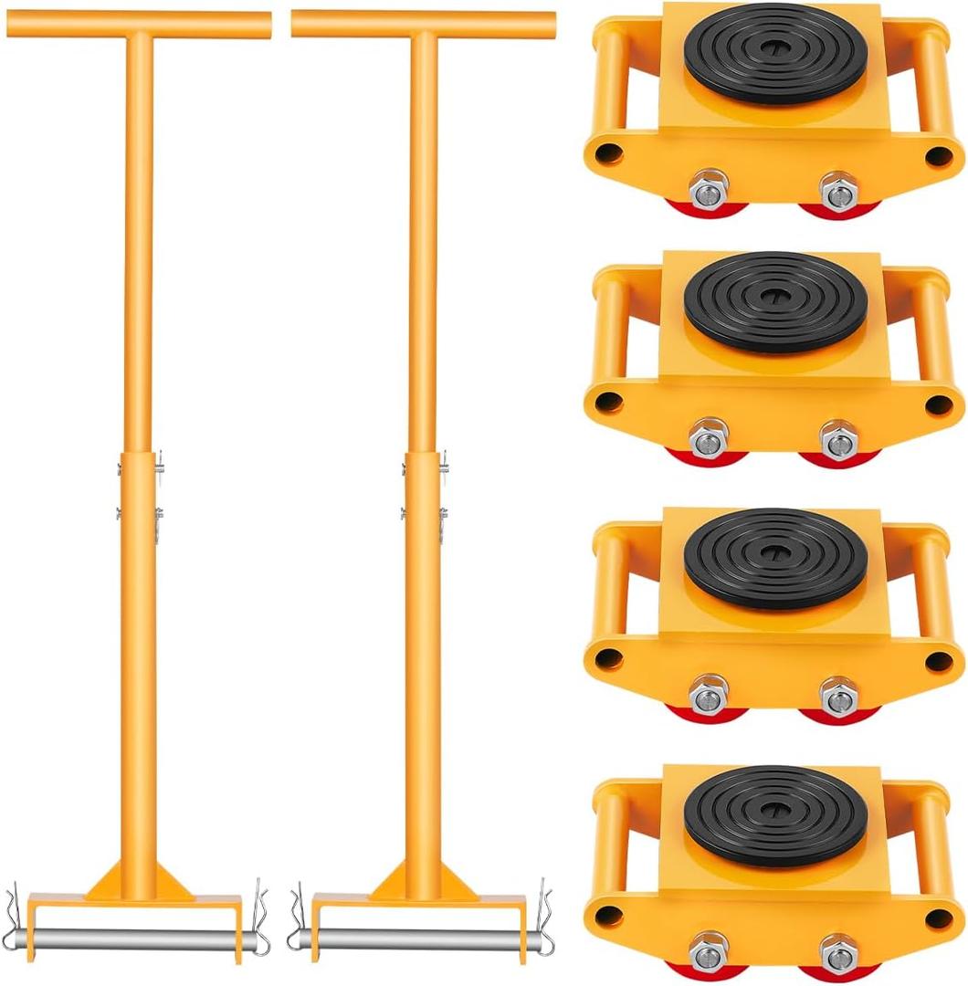 VEVOR Machine Skate, 6T Machinery Skate Dolly, 13228 lbs Machinery Moving Skate, Machinery Mover Skate with 360 Rotation Cap and PU Directional Rollers, Heavy Duty Industrial Moving Equipment, Yellow