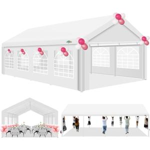COBIZI 13x26 Party Tent Heavy Duty Waterproof(Better Than Galvanized), Outdoor White Gazebo Event Shelter Wedding Canopy for Parties BBQ Commercial with Removable Sidewall Windows, Powder Coating