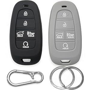 2-Pack Click&Fit Silicone Key Fob Covers Compatible with Hyundai 2021-2024 Tucson, Santa Fe, Palisade, Sonata, IONIQ 5, Santa Cruz, Nexo – Car Key Shell Rubber Protector 5-Buttons, Black+Grey 2-Pack Click&Fit Silicone Key Fob Covers Compatible with Hyundai 2021-2024 Tucson, Santa Fe, Palisade, Sonata, IONIQ 5, Santa Cruz, Nexo – Car Key Shell Rubber Protector 5-Buttons, Black+Grey