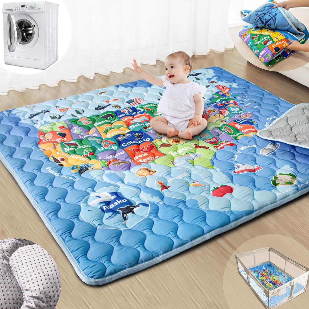 Baby Play Mats for Floor, 71x59 Playpen Mat with Machine Washable