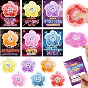 24 Pack Valentine's Day Cards for Kids with Glitter Fidget Spinner, Fidgets Toy Valentines Day Gifts for Kids, Sensory Toys for School Classroom Exchange Prizes Party Favor
