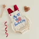 FYBITBO Newborn Baby Boy Girl 4th of July Outfit My 1st 4th of July American Flag Romper Onesie Cute Summer Clothes (White)