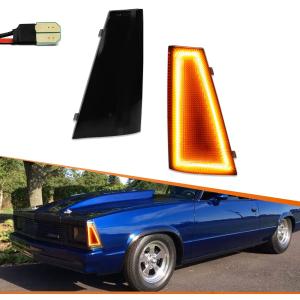 ADIIL Front Bumper Side Marker Lights Smoked Lens Amber Light Compatible With 1980 1981 Chevrolet El Camino Malibu, Replace OEM Front Sidemarker Lamp