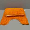 BOANKODU Bath Mat Sets 2 Piece, Soft Chenille Absorbent Non-Slip Mat, 32x20 U Shape + 20x20 Inch; Machine Washable (Orange)