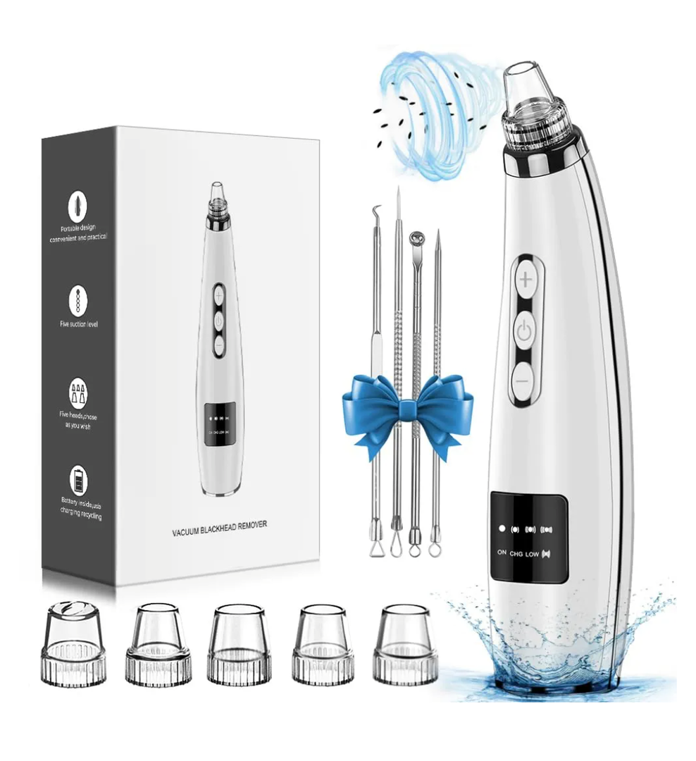 Blackhead Remover Pore Vacuum Upgraded Facial Pore Cleaner Electric Comedone Whitehead Extractor Tool-5 Suction Power, 5 Probes, USB Rechargeable Blackhead Vacuum Kit for Women & Men