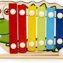 Xylophone for Toddlers, Animal Shape Wooden Baby Xylophone with 8 Scales and 2 Mallets,Colorful Kids Musical Instrument Educational Montessori Toys (Crocodile)
