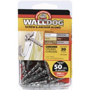 Hillman 3/16 in. Dia. x 1-1/4 in. L Chrome Pan Head Walldog Screw & Anchor 20 Pieces, 5 Pack