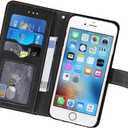 Asuwish Compatible with iPhone 6 6s Wallet Case Tempered Glass Screen Protector Flip Card Holder Stand Cell Phone Cover for iPhone6 Six i6 S iPhone6s iPhine6s iPhones6s i Phone6s Phone6 6a S6 Black