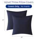 QUORGVES Navy Blue Velvet Pillow Covers 20x20 Inch Set of 2, Soft Solid Decorative Square Throw Pillow Covers, Decor Cushion Covers for Bed Sofa Couch Bedroom Living Room - Dark Blue