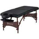 Master Massage Newport Portable Massage Table Package with Denser 2.5" Cushion, Walnut Stained Hardwood, Steel Support Cables, Pillows & Accessories, Black, Standard, 30"