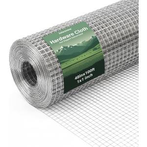 16 Gauge Galvanized Hardware Cloth 48in x 100ft Silver 1 inch Welded Garden Fence Roll for Gardens, Chicken Coops & Poultry Animal Netting Cage