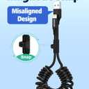 AGVEE 3ft Coiled Short USB to Lightning Charging Cable [MFI Certified] 3A Fast Charger Cord in Car for iPhone 14/13/12/11/XS/8/7/6/5 CarPlay, iPad, iPod, Black