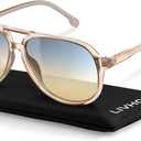 livho Trendy Polarized Aviator Sunglasses Women Men, Retro Sun Glasses for Women Men 2025, Oversized UV Protection Shades (Clear Brown/Green Gradient Brown)