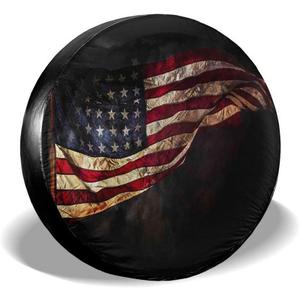 Wheel Tire Cover Spare Car Tire Cover, 33in, Flying American Flag Universal Tire Cover Wheel Protector Waterproof Dust-proof UV Sun Tire Cover