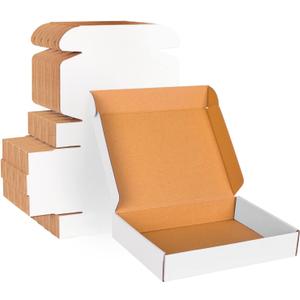 11x8x2 White Cardboard Boxes - 30 Pack Shipping Boxes for Small Business Mailing, Corrugated Packaging