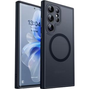 CANSHN Designed for Samsung Galaxy S22 Ultra Case [Full Camera Protection] [Compatible with MagSafe] Translucent Matte Shockproof Protective Phone Cover 6.8 Inch - Black