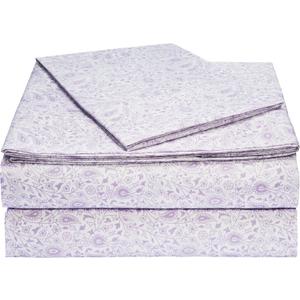 Amazon Basics Lightweight Super Soft Easy Care Microfiber 3-Piece Bed Sheet Set with 14-Inch Deep Pockets, Twin XL, Lavender Paisley, Machine Wash Warm, Tumble Dry Low