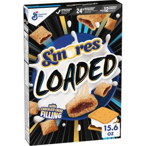 S'mores Loaded Cereal, Crispy Cereal with Naturally and Artificially Flavored Chocolate Creme Filling, Made with Whole Grain, 15.6 oz