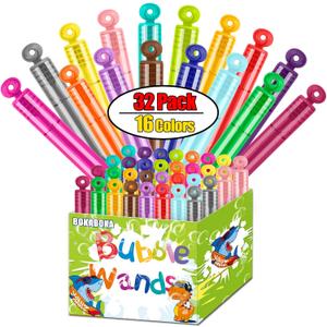 32Pack 16 Colors Mini Bubble Wands, Bulk Bubbles, Carnival Prizes, Party Favors, Assortment for Kids, Children, Wedding, Halloween, Christmas, Outdoor, Themed Birthday, Goodie Bags