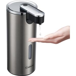Automatic Soap Dispenser, Automatic Liquid Soap Dispenser Touchless, 12oz/340ml, 3-Level Adjustable, Battery Operated, Water-Resistant for Bathroom, Kitchen and School, Clog-Free, Stainless Steel