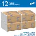 Scott Professional Universal Multifold Paper Towels, Bulk (03650), Absorbency Pockets, White, 9.2"x9.4" Towel, Compressed, Compact (Pack of 12)