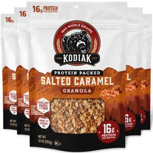 Kodiak Cakes Granola, Salted Caramel, High Protein, 100% Whole Grains (Pack of 5 pouches) (EXP 10/25/26)