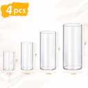 4 Pack Glass Cylinder Vases 4,6,8,10 Inch Tall Clear Flower Vase Hurricane Floating Candle Holder for Table Centerpiece Wedding Home Decor