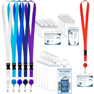OTYMIOW 6 Sets Cruise Lanyards for Cruise Ship Cards, Retractable Cruise Card Holder Badge Reels Waterproof Lanyard Detachable Buckle for Cruise Lanyard with Card Holder Name Tag Holder for Cruise