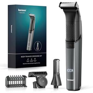 Body Hair Trimmer for Men - 2 in 1 Dual-Head Electric Shaver & Groomer, Ball Shaver with 30° Rotating Blade Adjustable Comb Mens Electric Razor IPX6 Wet & Dry for Face Groin Pubic Hair Trimmer Black