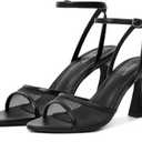 Susanny High Heels for Women Pointed Open Toe Strappy Chunky Block Heels Ankle Strap Stiletto Kitten Heeled Sandals Wedding Bridal Party Prom Sexy Dress Shoes (8.5, Black Mesh)
