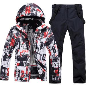 Mens Ski Jacket and Pant Set Waterproof Ski Outfits for Men Snowboarding Jacket Winter Warm Mens Snow Suit (X-Large, Ty238+black)