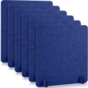 Kisston 6 Pack Acoustic Desk Divider Partition 24 x 24" Stand Up Freestanding Desk Privacy Panel Noise and Visual Distractions Reducing Table Divider for Office Class Reception Area (Blue)